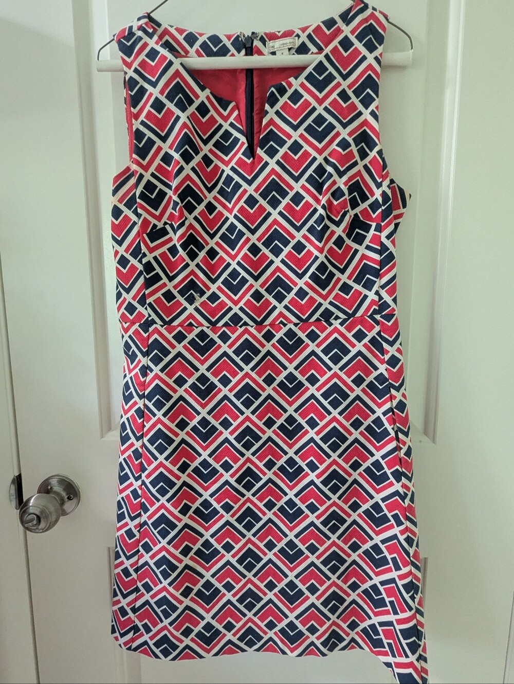 GAP Sleeveless Shift Dress in Navy, Coral, and White